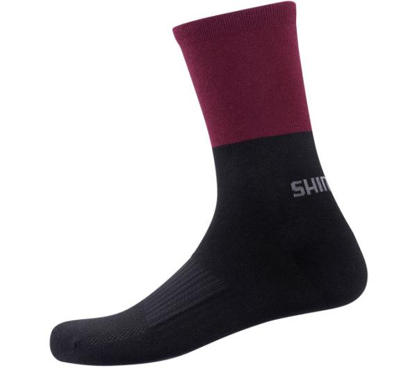 SHIMANO ORIGINAL WOOL TALL SOCKS BLACK/MAROON (L-XL ( 45-48))