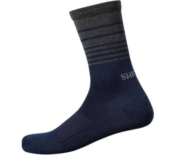 SHIMANO ORIGINAL WOOL TALL SOCKS NAVY (M-L (SHOE SIZE 41-44))