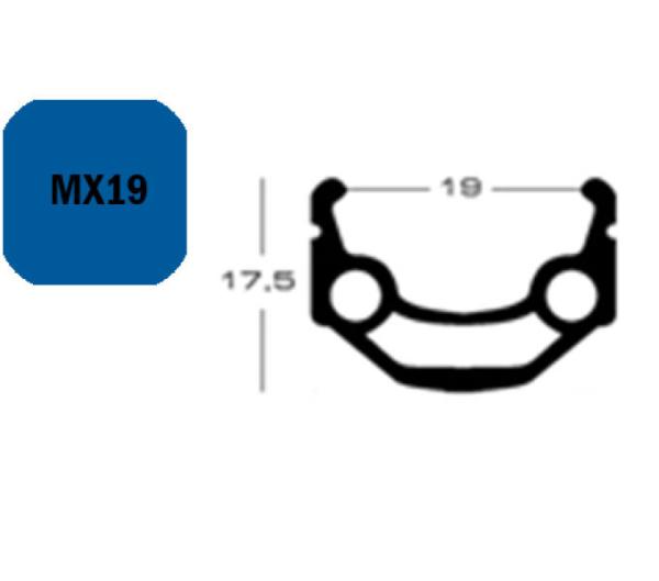 Exal Felge MX19 19-622 28" 36 Loch Silber Einfach Ösung