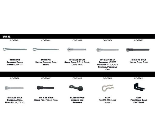 VAR VAR Scheibenbremssicherungs-Set Bremsbelaghalterungen Sortierbox Produktbild 1