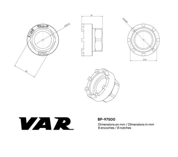 VAR Innenlagerwerkzeug BP-97500 BOSCH Active Line, Brose 43 mm Produktbild 1