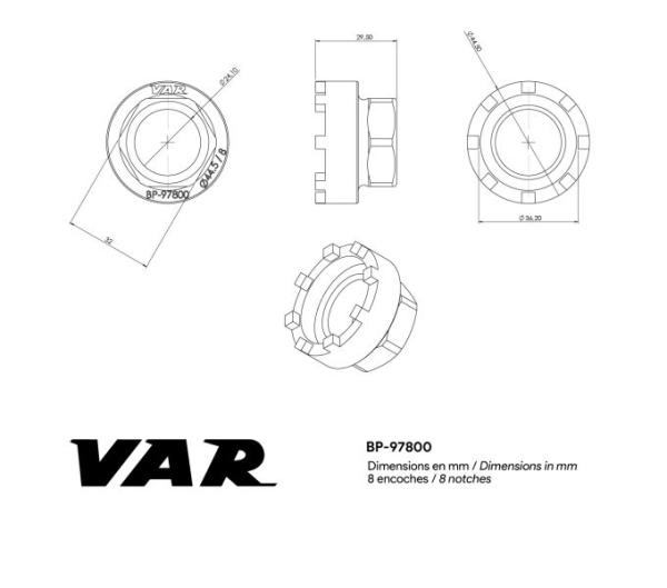 VAR Innenlagerwerkzeug BP-97800 YAMAHA PW-X, PW-X2 46 mm Produktbild 1
