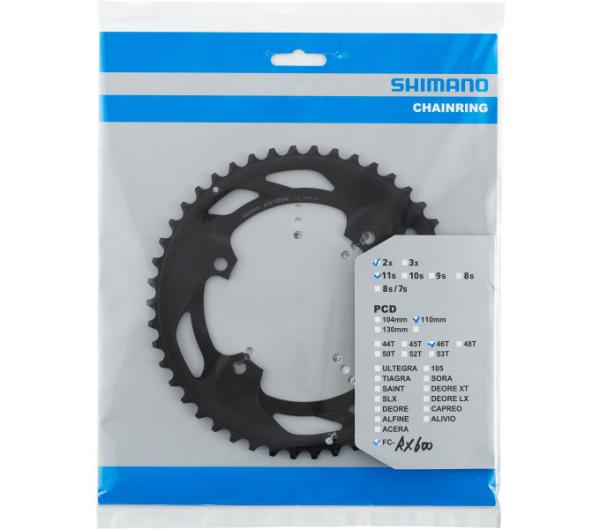 SHIMANO Kettenblatt GRX FC-RX600 46 Z&auml;hne Schwarz Produktbild 1